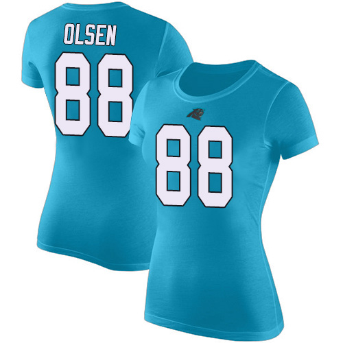 Carolina Panthers Blue Women Greg Olsen Rush Pride Name and Number NFL Football #88 T Shirt->carolina panthers->NFL Jersey